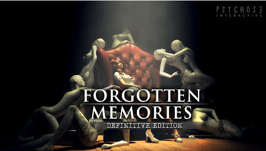 Forgotten Memories Remastered A flashlight illuminates a creepy mannequin in a dark hallway during Forgotten Memories Remastered.