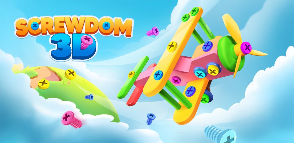 Screwdom Various metal plates fall away as bolts are unscrewed in the 3D physics game Screwdom.
